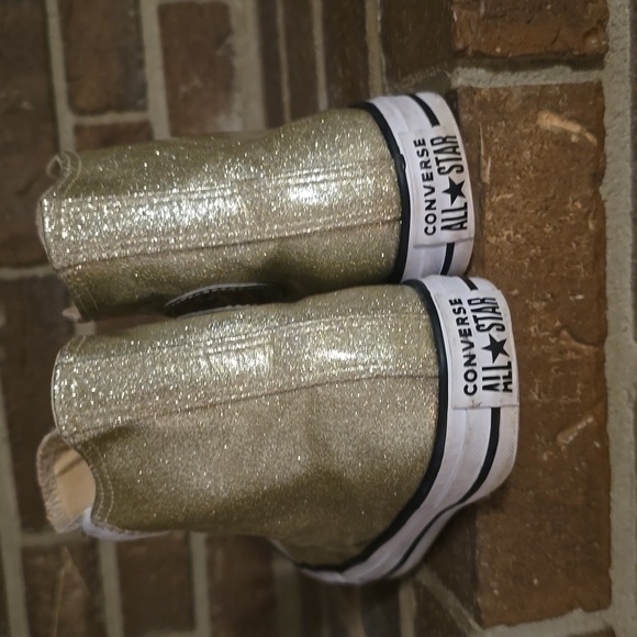 Converse All Star Shoes Glitter Sparkle GOLD Women’s 10‎ Hi Tops - Picture 2 of 6